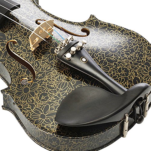 Kinglos 4/4 Black-White Colored Ebony Fitted Solid Wood Violin Kit With Case, Shoulder Rest, Bow, Manual, Extra Bridge And Strings Full Size #TOP4