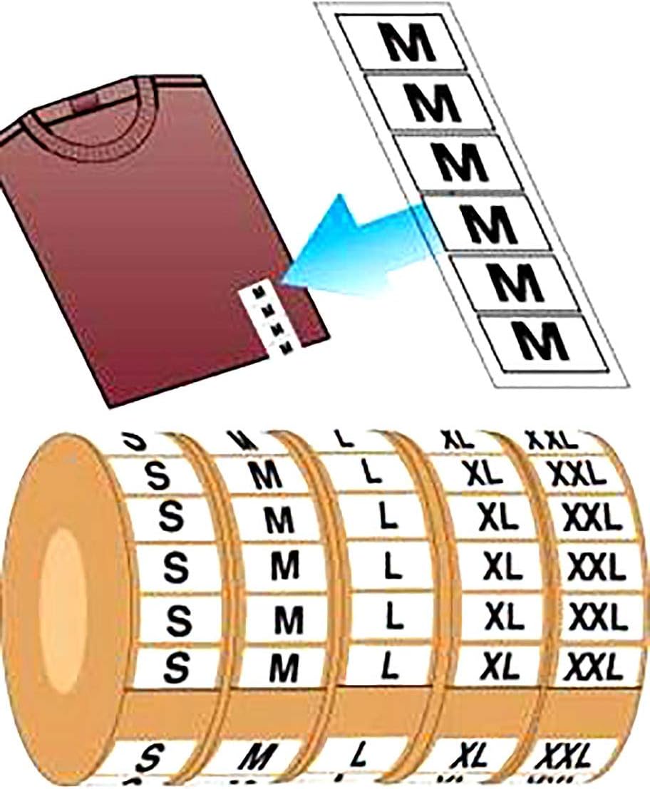 SSWBasics Wrap Around Size Label Kit - Includes 1 Roll Each of S, M, L, XL, and XXL - 500