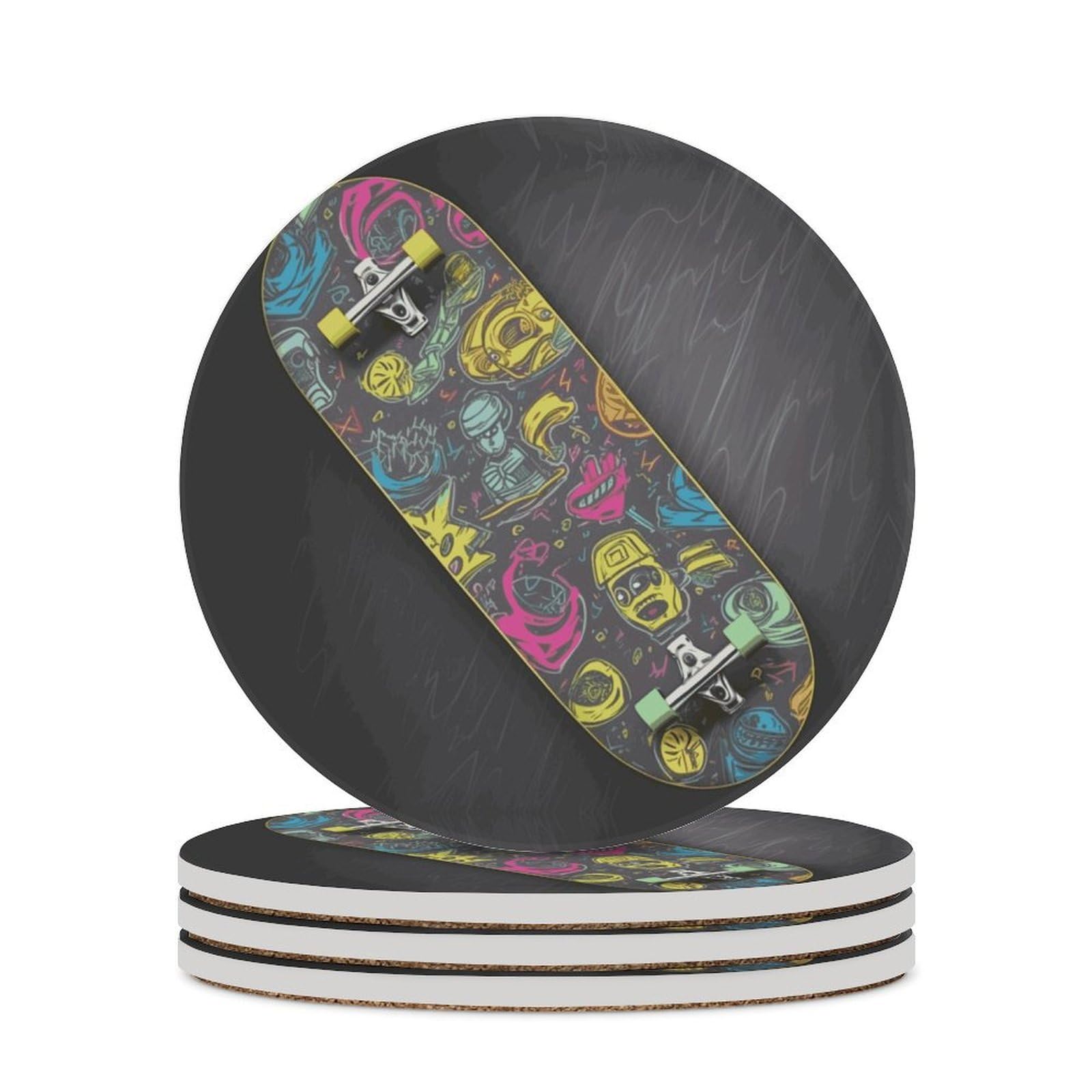 Dessous de verre absorbant pour boissons et apéro entre amis look skate