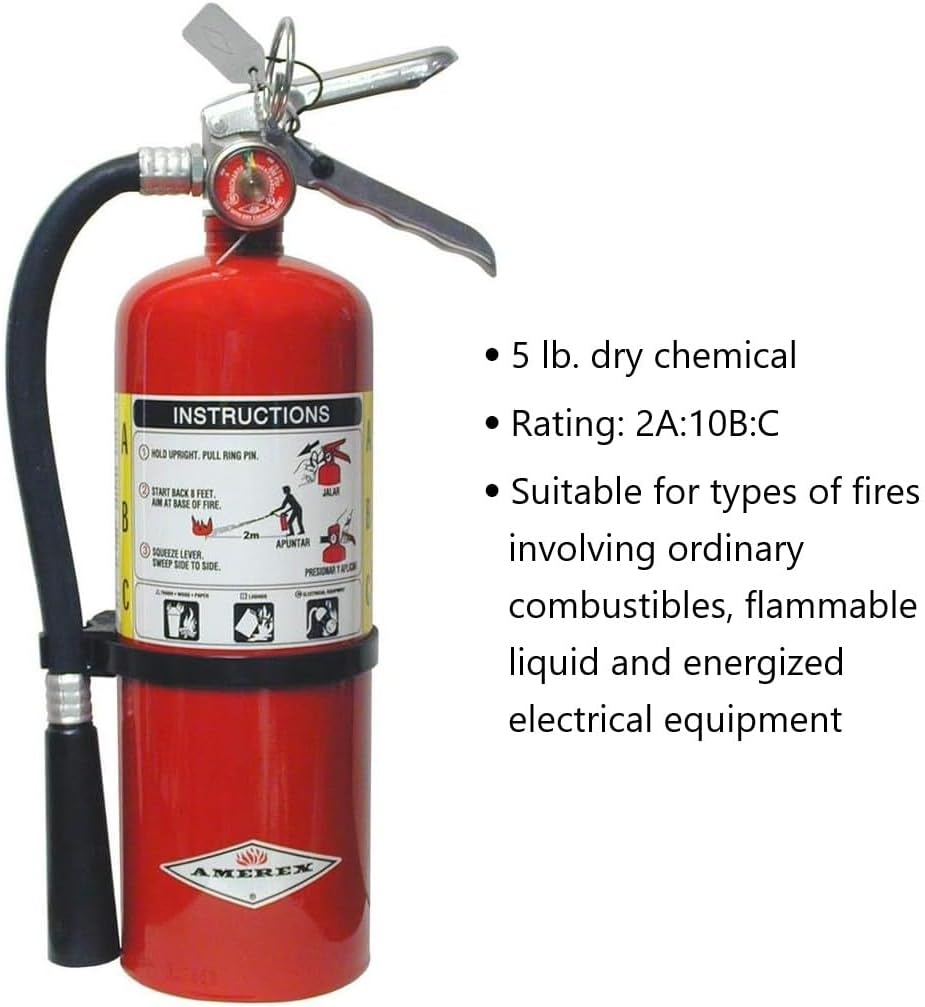 5lb ABC Dry Chemical Fire Extinguisher with Heavy Duty Vehicle Bracket