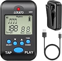 Vista 1 de LEKATO Metrónomo digital, mini metrónomo electrónico LCD recargable, voz humana, clip, 10 sonidos de ritmo, volumen ajustable, metrónomo M65 Negro