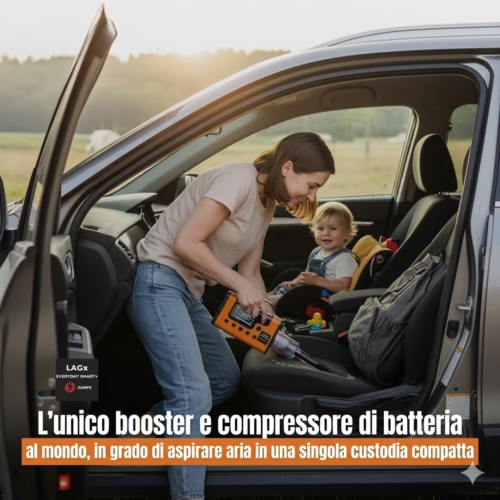 (Tutto in 1) Avviatore Batteria Auto 10.000A + Compressore Pneumatico (Avviatore Batteria, Booster Batteria Moto, Jump Starter, Caricabatteria Auto, Caricabatteria da Auto), Batteria Campeggio