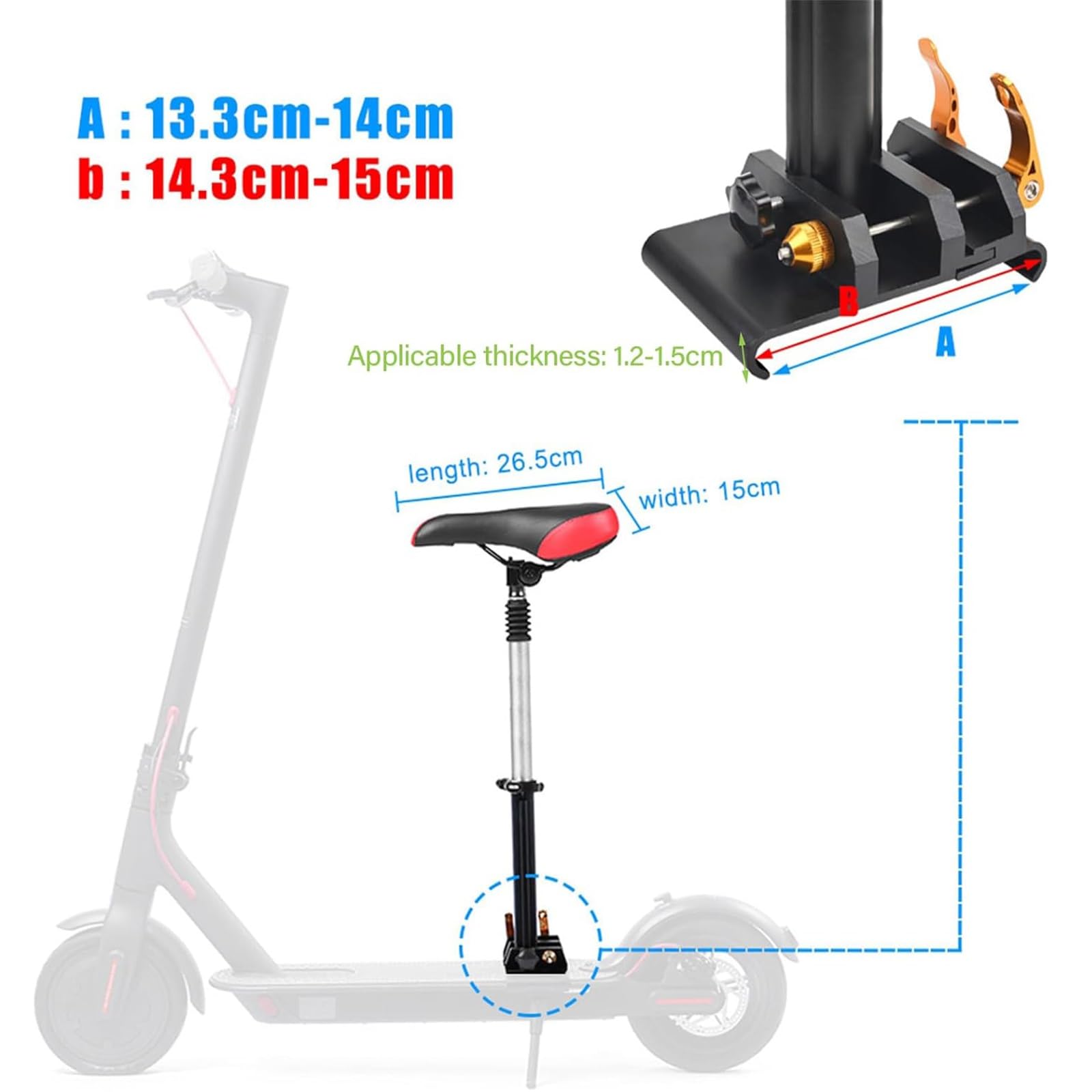 Sellino Monopattino Elettrico, Sellino Monopattino Elettrico Con Funzione Di Sollevamento, Sedile Monopattino Universale Pieghevole per Un Maggiore Comfort Di Guida