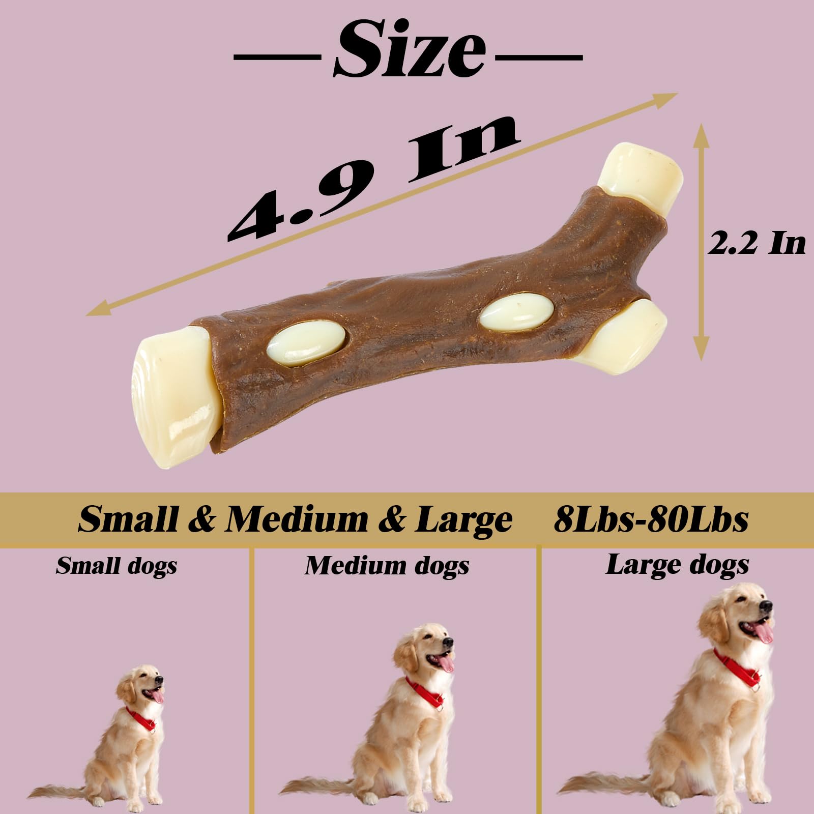 Juguetes masticables de huesos de perro para masticadores agresivos, paquete de 6 unidades con sabor a carne real, juguetes indestructibles para masticar para perros de raza grande, mediana