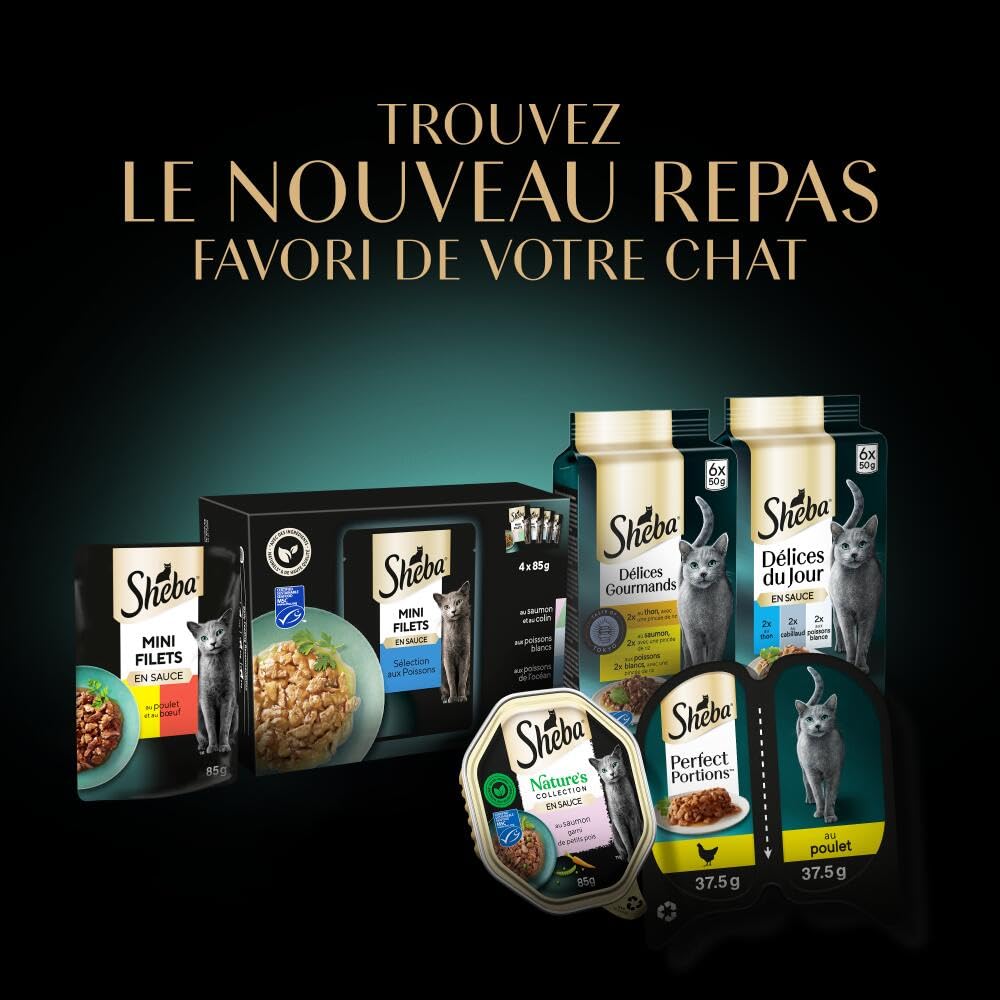 Sheba Délices du Jour Sachets Fraîcheur 6 X 50 g Sélection à La Volaille en Sauce - Pack de 12