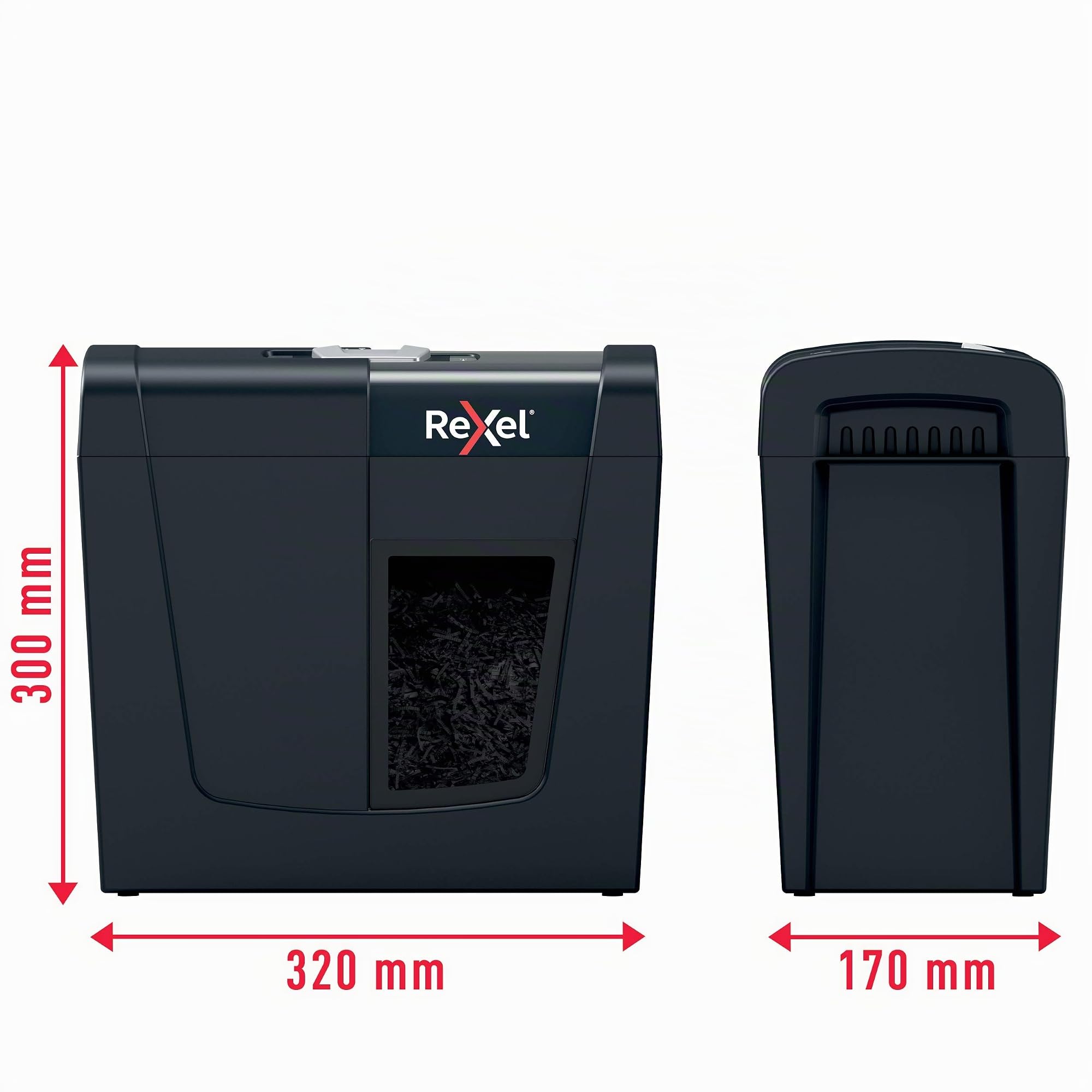 Rexel 2020122EU - Destructora de Papel Personal/Home Office Secure X6, Corte en Partículas, Destruye hasta 6 Hojas, Nivel de Seguridad P4, Papelera de 10L, Silenciosa y Compacta