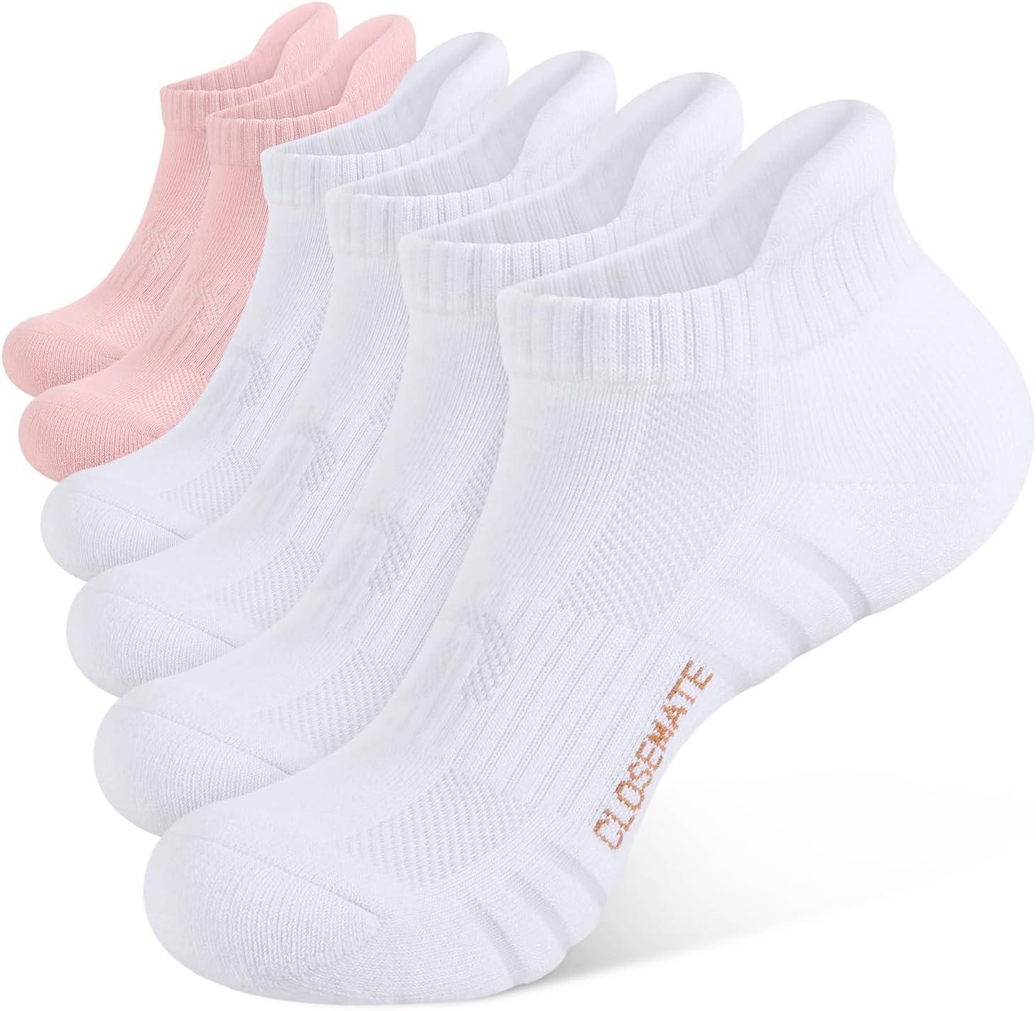 CLOSEMATE Athletic Running Ankle Socks for Men & Women Cushioned Breathable Low Cut Tab Socks with Arch Support 6 Pairs