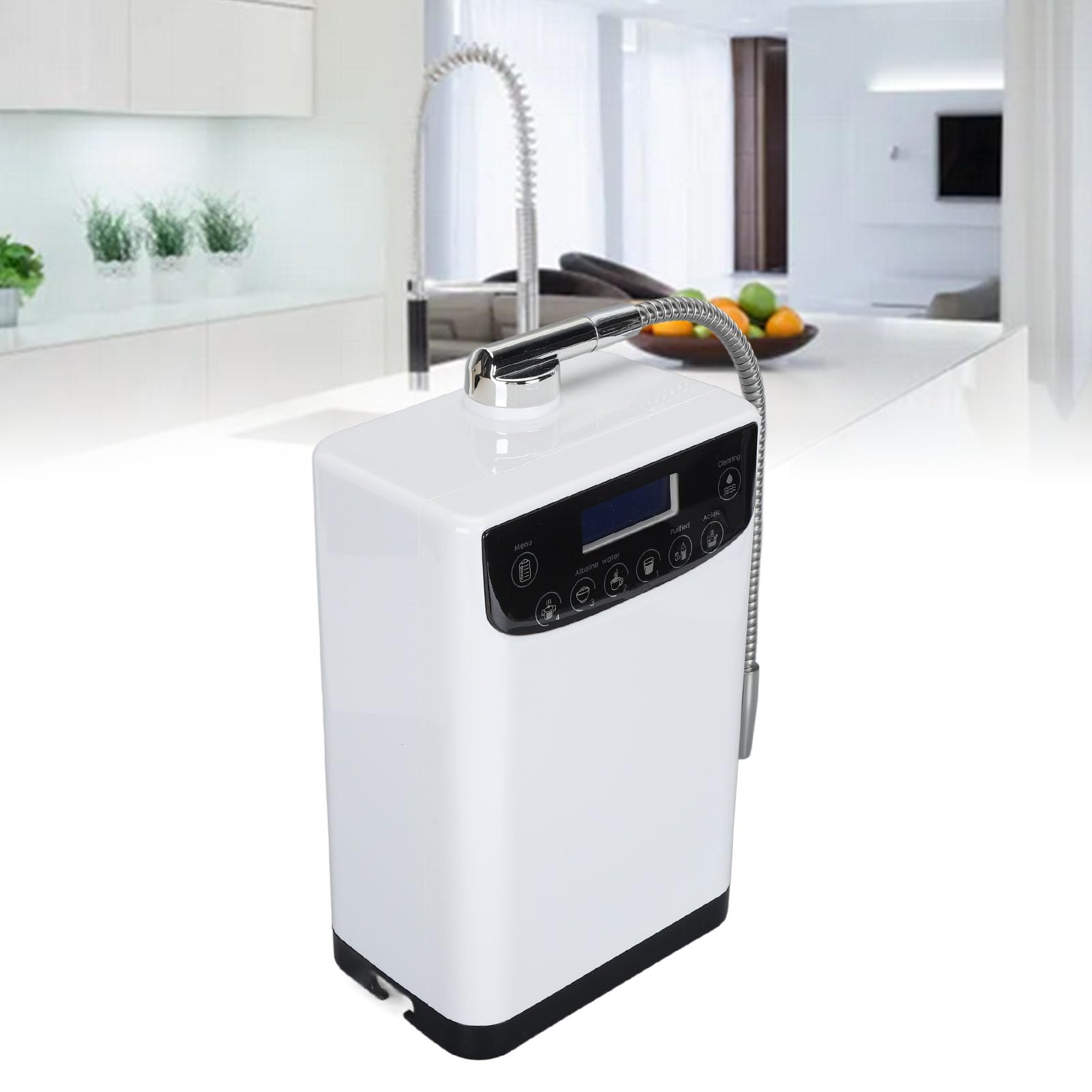 Generador de Agua de hidrógeno: Purificador de Agua Multifuncional Montado en la Pared con Pantalla LCD, Control Táctil y Mensaje de Voz, Ionizador de Agua (Enchufe de la UE)