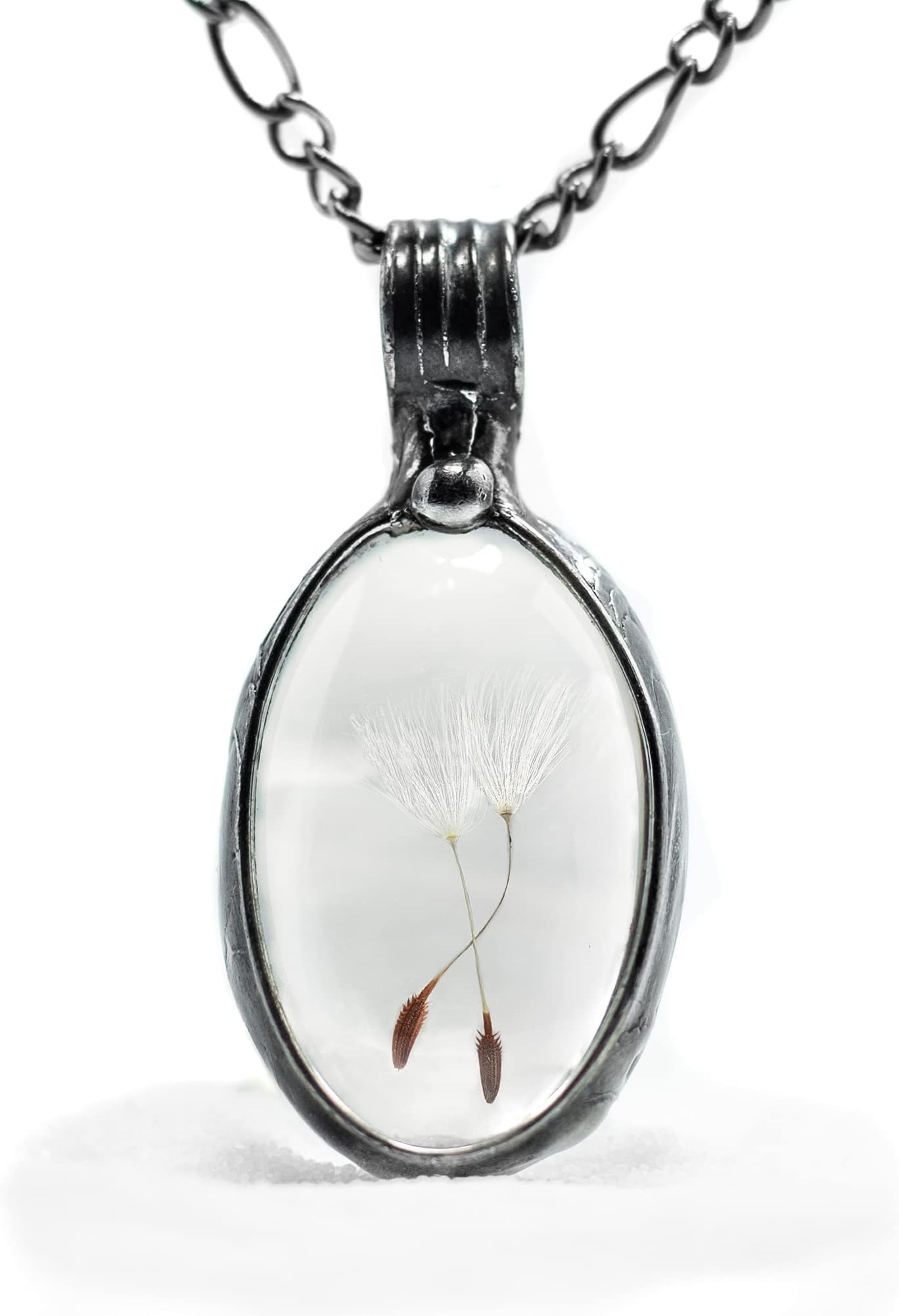 Wish Necklace, Handmade Glass Dandelion Seed Pendant, Nature Jewelry, Meaningful Gift