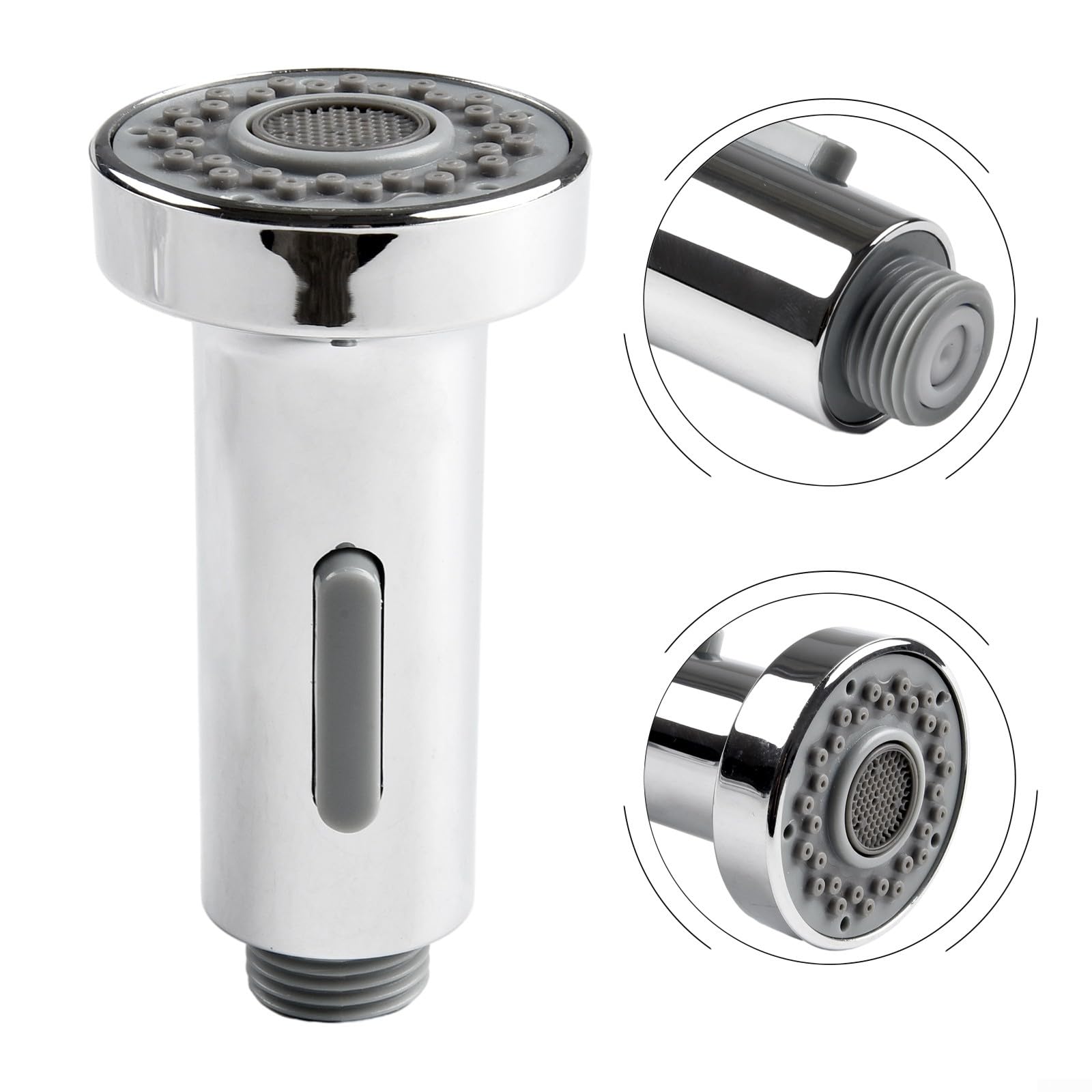 Ugello spruzzatore di ricambio per rubinetto del lavello della cucina, plastica ABS, finitura spazzolata, connettore G 1/2 (cromato)
