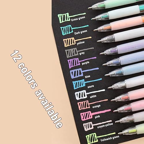 Miniatura 12 de Juego de 12 bolígrafos de tinta de gelatina brillante 3D, bolígrafos de gel de colores de 0.039 pulgadas, rotuladores de tinta de gel líquido, 12
