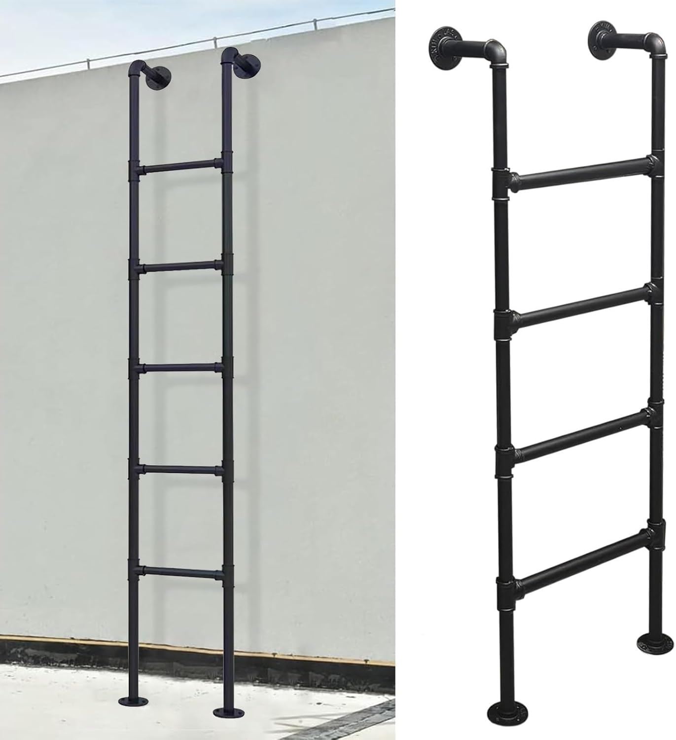 Metal Egress Ladder - Heavy Duty Wall Mounted Step Ladder for RVs and Emergency Use, 300LBS Load Capacity, Ideal for Bunk Beds and Window Wells