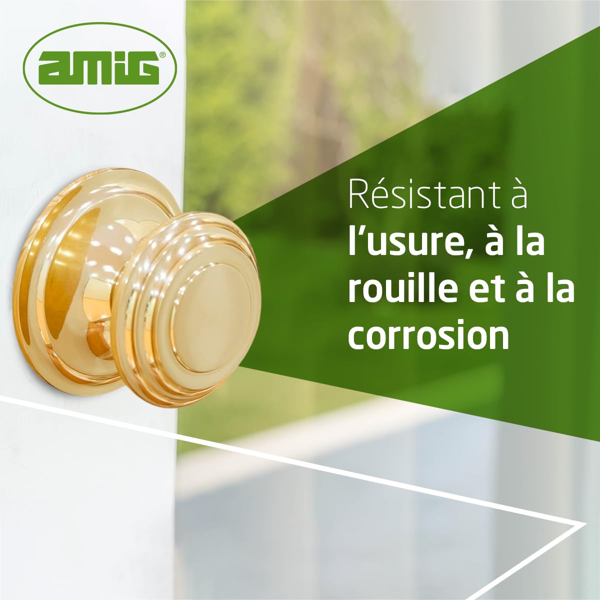 Amig - Bouton de porte | Fabriqué en laiton | Poignée : Ø76 mm | Or | Solide | Résistant au frottement, à la rouille et à la corrosion