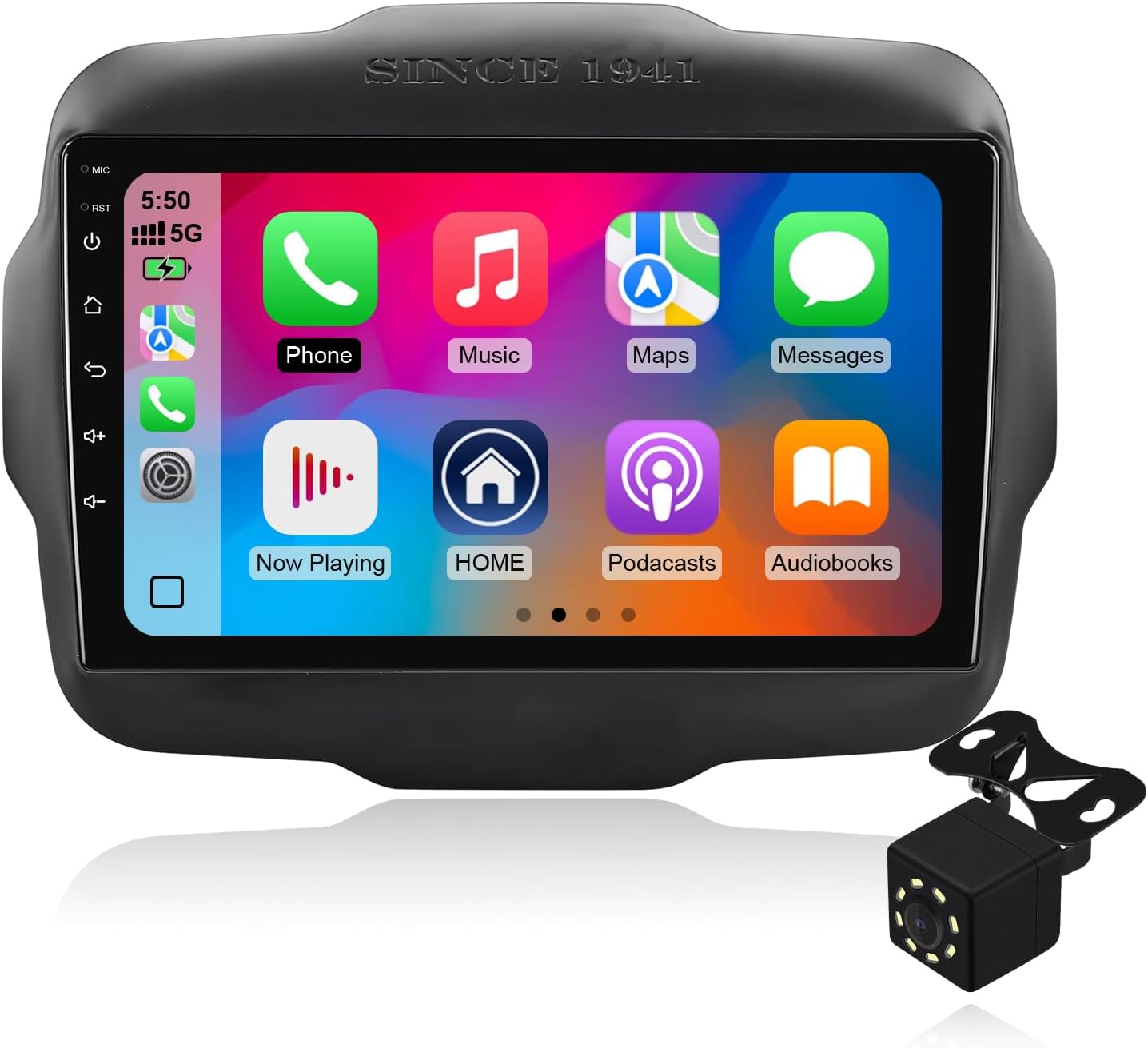 2+32G Android 13 Double Din Car Stereo for Jeep Renegade 2015-2020 with 9 Inch Touchscreen Radio Built-in Wireless Carplay/Android Auto/GPS/Bluetooth/FM/AUX-in/Steering Wheel Controls/Backup Camera