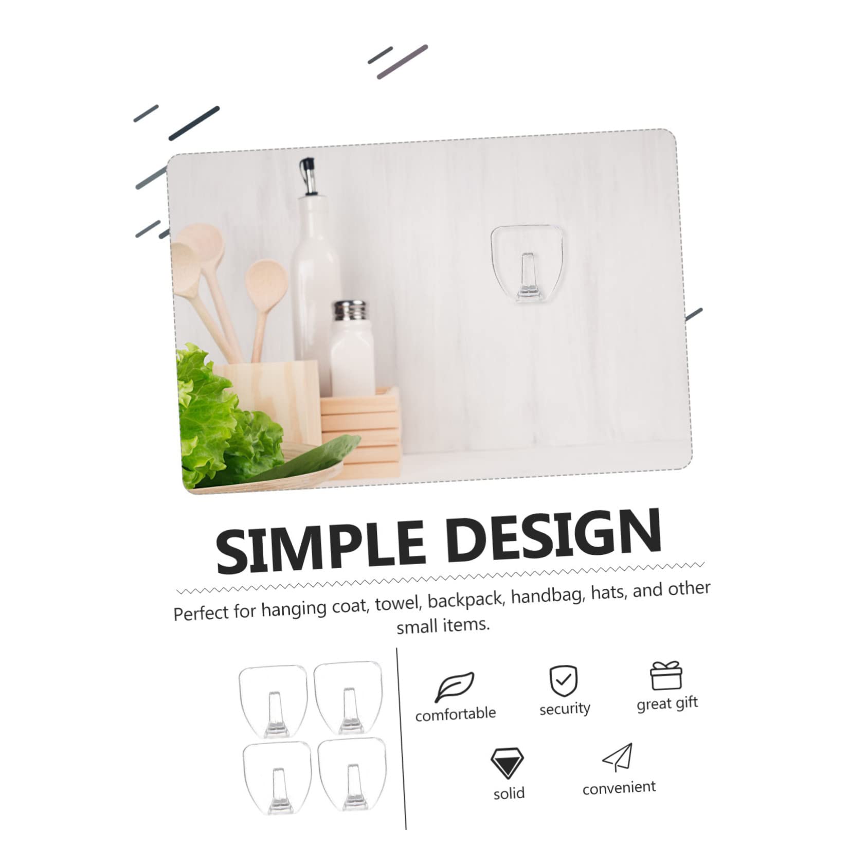 Mikikit 40pezzi Ganci Adesivi Trasparenti Da Parete Da Ganci Pratici Per Asciugamani e Accessori Cucina e Bagno Resistenti Su Superfici Lisce