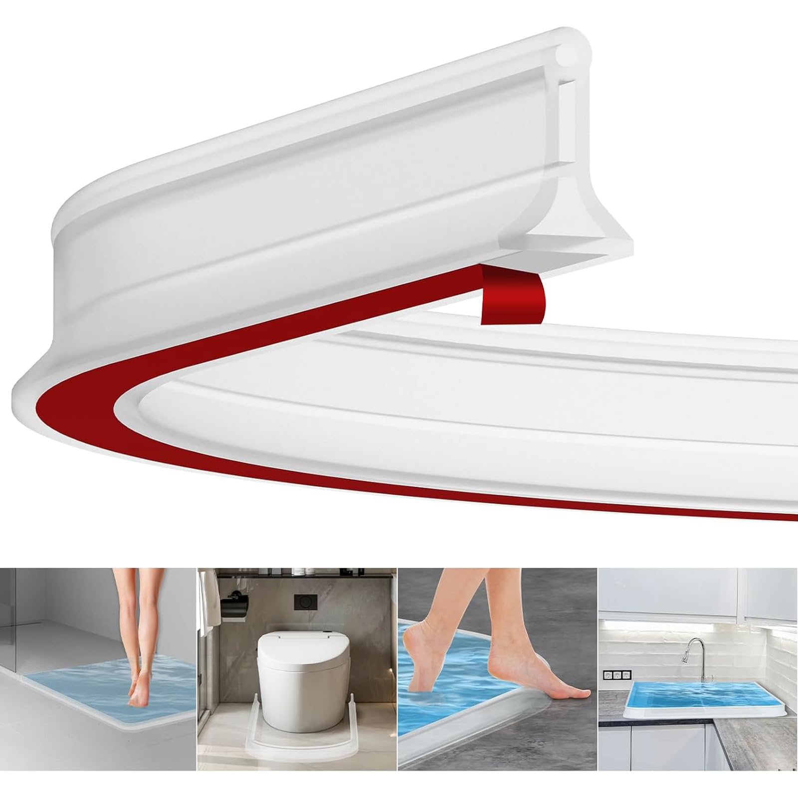 Barriera Doccia Autoadesiva 2m - Ferma Acqua, Silicone Per Bagno, Angoli Vasca E Lavabo, Bianco