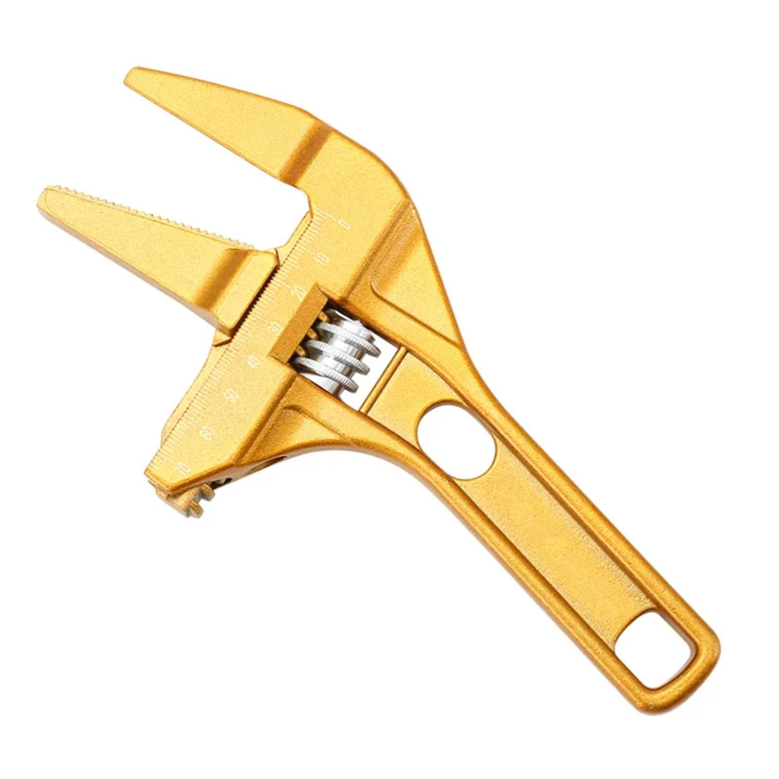 Lajhdcg Oblique Mouth Gold Adjustable Wrench Aluminium Alloy Wide Jaw 6-68Mm Wrench Universal Spanner Repair Tool For Water Pipe Screw Bathroom(Oblique Mouth Gold)