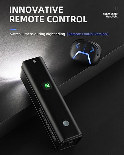 Miniatura 3 de ROCKBROS Luz de bicicleta de 1500 lúmenes para conducción nocturna, 5000 mAh USB-C recargable, aleación de aluminio IPX6, luz delantera impermeable