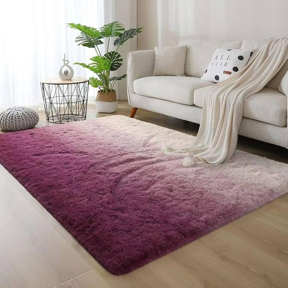 Tapis en peluche super doux dégradé haute densité pour chambre à coucher chic