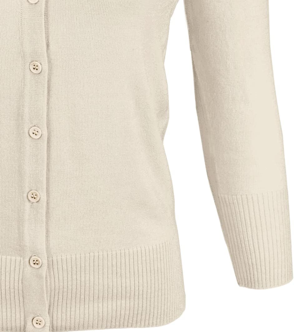 YEMAK Women's Knit Cardigan Sweater – 3/4 Sleeve V-Neck Basic Classic Casual Button Down Soft Lightweight Top (S-3XL) - Image 3