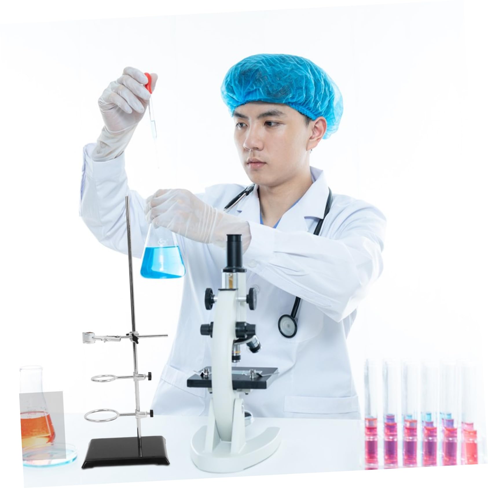 Mobestech Laborstativ Aus Tischstativ Mit Klemmen Und Ringstativ Für Laborgeräte Laborhilfsmittel Für Experimente Stabiler Ständer Mit Haltern Für Chemie-labor