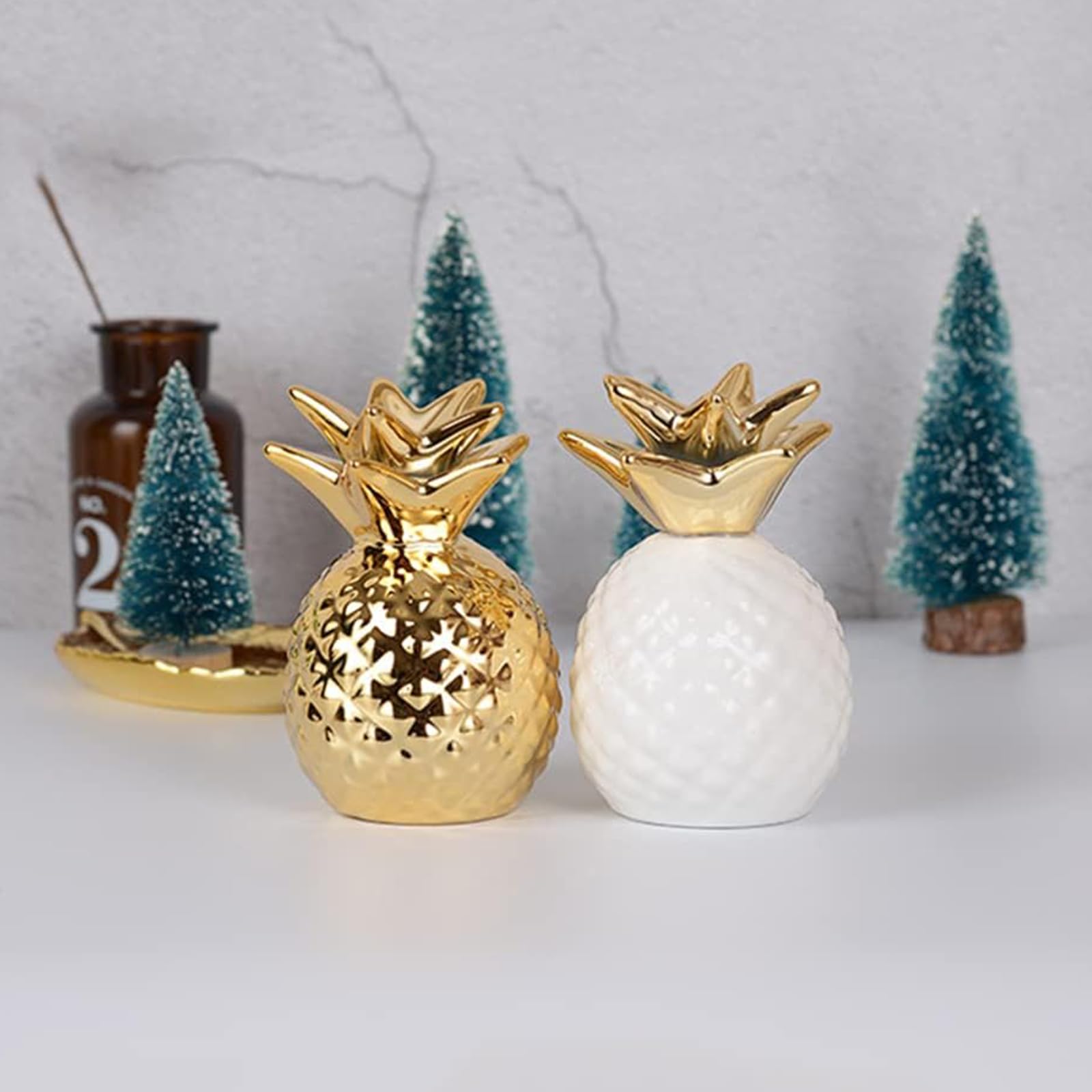 Ananas Salvadanaio, Salvadanaio a Forma di Ananas, Salvadanaio Ananas Decorazioni, Salvadanaio Creativo per Ananas Decorativo, Ananas Moneta Salvadanaio, Salvadanaio in Ceramica (Bianco)