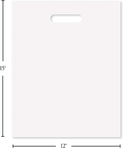 Miniatura 2 de Bolsa de plástico con asa troquelada de 12 x 15 pulgadas bolsas de plástico blanco paquete de 100 unidades para venta al por menor regalos ferias