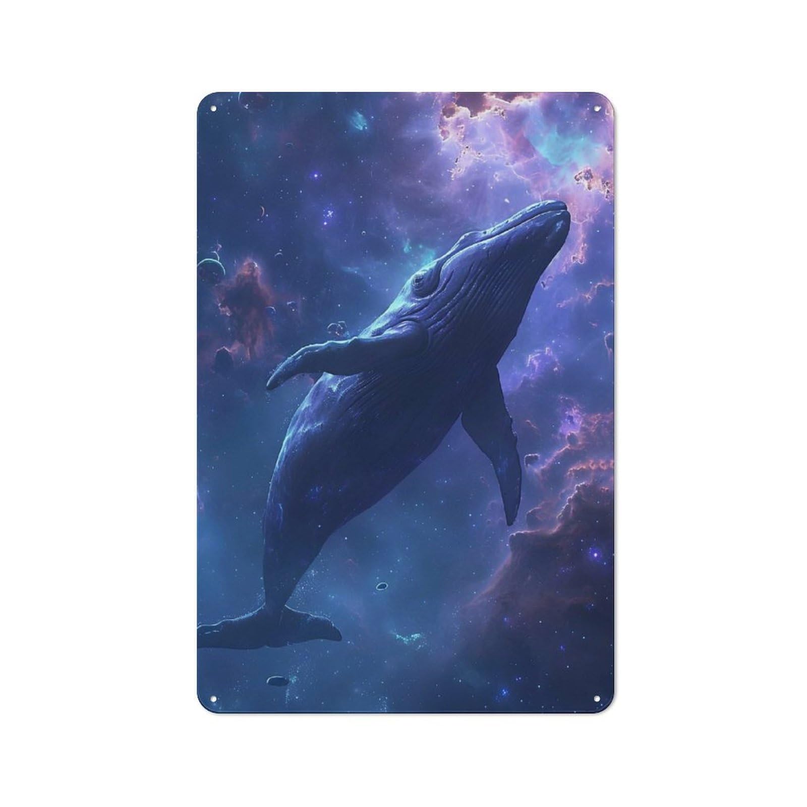 Junmoney Nebula Whale Tin Wall Plaque 30X20cm With For Guest Room Or Hallway, For Hallway Wall Decor Fans