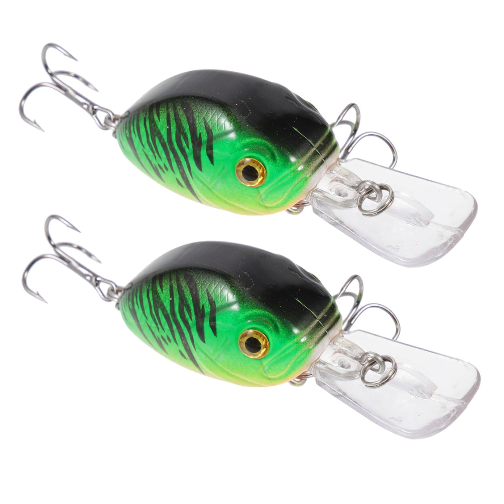 Toyvian 2 Leurres de Pêche Artificiels en Abs, 6,5cm, 7,5g, Aspect Poisson Réaliste, pour Pêche en Extérieur, Vert