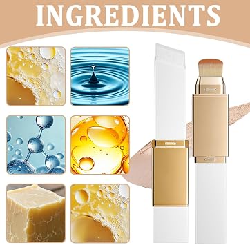 Korean Color Changing Foundation Stick,2 in 1 with Brush Head,For All Skin Types,Full to Medium Coverage Foundation Makeup (Natural Color)