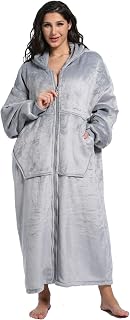 FUSSEDA Oversized Wearable Blanket Sweatshirt, Thick Warm Fleece Cozy Sherpa Hooded with Pockets and Sleeves Gift for Adult