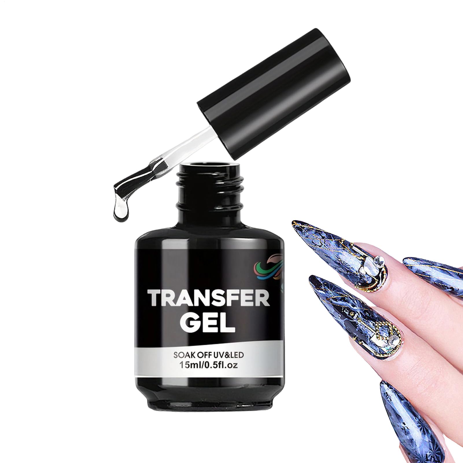 Klej Do Folii Transferowej, Formuła O Dużej Przyczepności, 15 Ml, Potrzebny Żel Transferowy Z Lampą UV, Samoprzylepne Naklejki Na Paznokcie, Długotrwałe Wykończenie, Do Użytku Domowego Lub Usług Salon