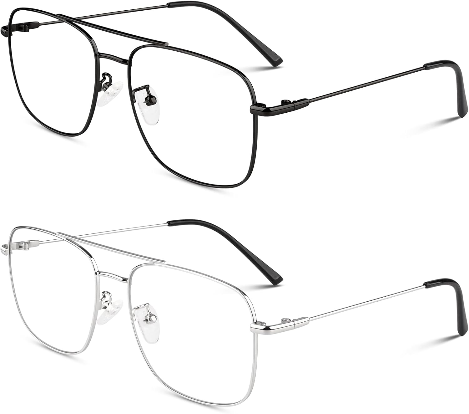 LINVO Fake Glasses Non-Prescription Clear Lens Metal Frame Fashion Eyewear for Women Men