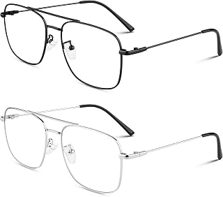 LINVO Fake Glasses Non-Prescription Clear Lens Metal Frame Fashion Eyewear for Women Men Price In India