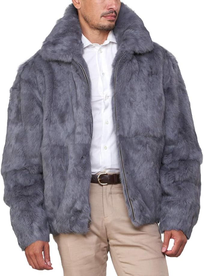 rabbit fur hooded jacket