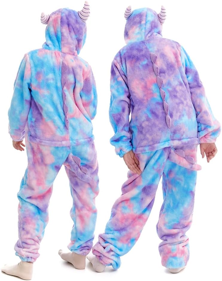 HSCTEK Fuzzy Teddy Fleece Child Monster Onesies Costume with Hoodie - Image 5