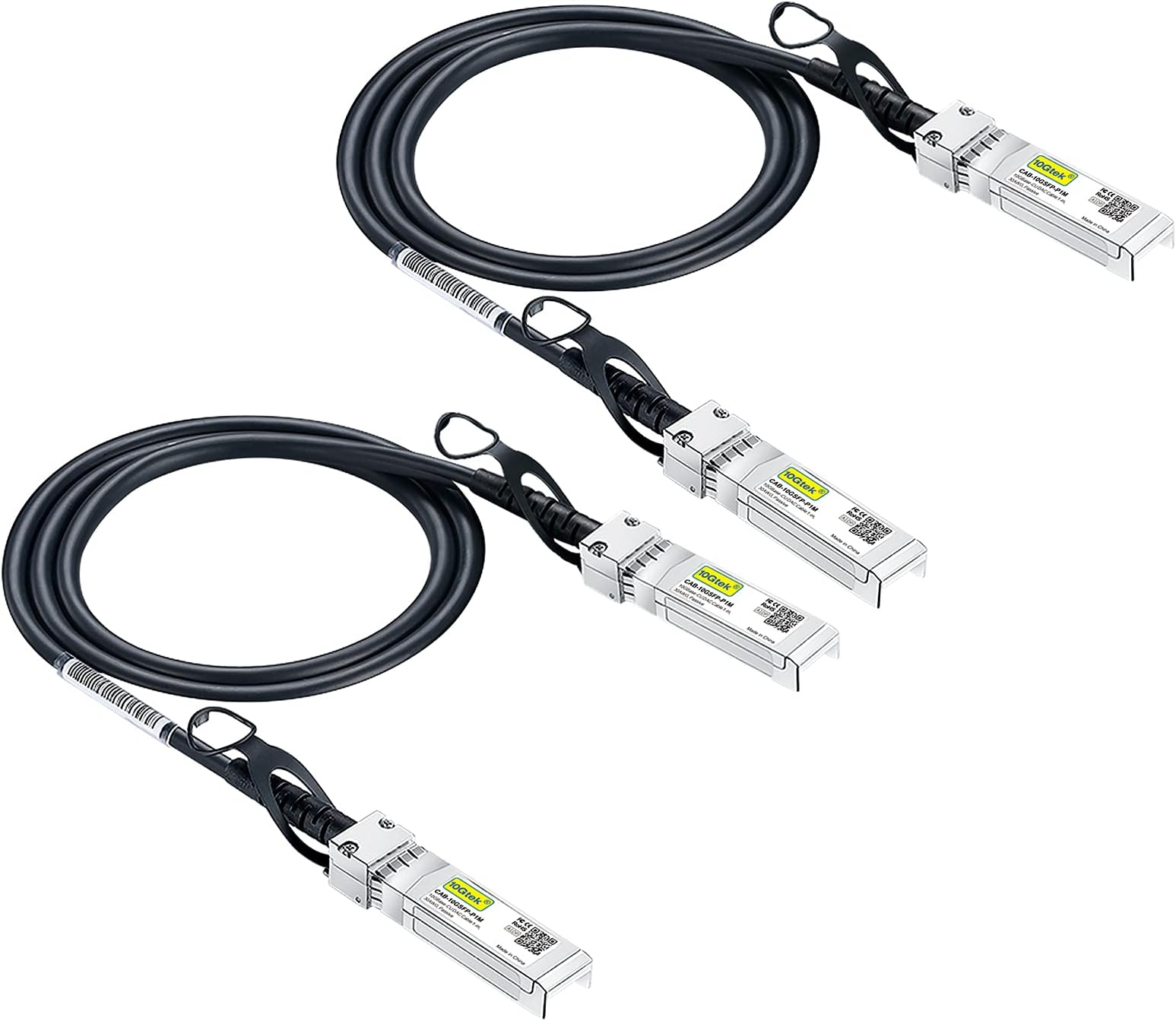 10Gtek 10G SFP+ DAC Twinax Cable, SFP+ to SFP+ Direct Attach Copper Passive for Cisco SFP-H10GB-CU0.75M, Ubiquiti UniFi, Meraki, Mikrotik, Netgear, D-Link, TP-Link and More, 0.75-Meter(2.5ft), 2-Pack