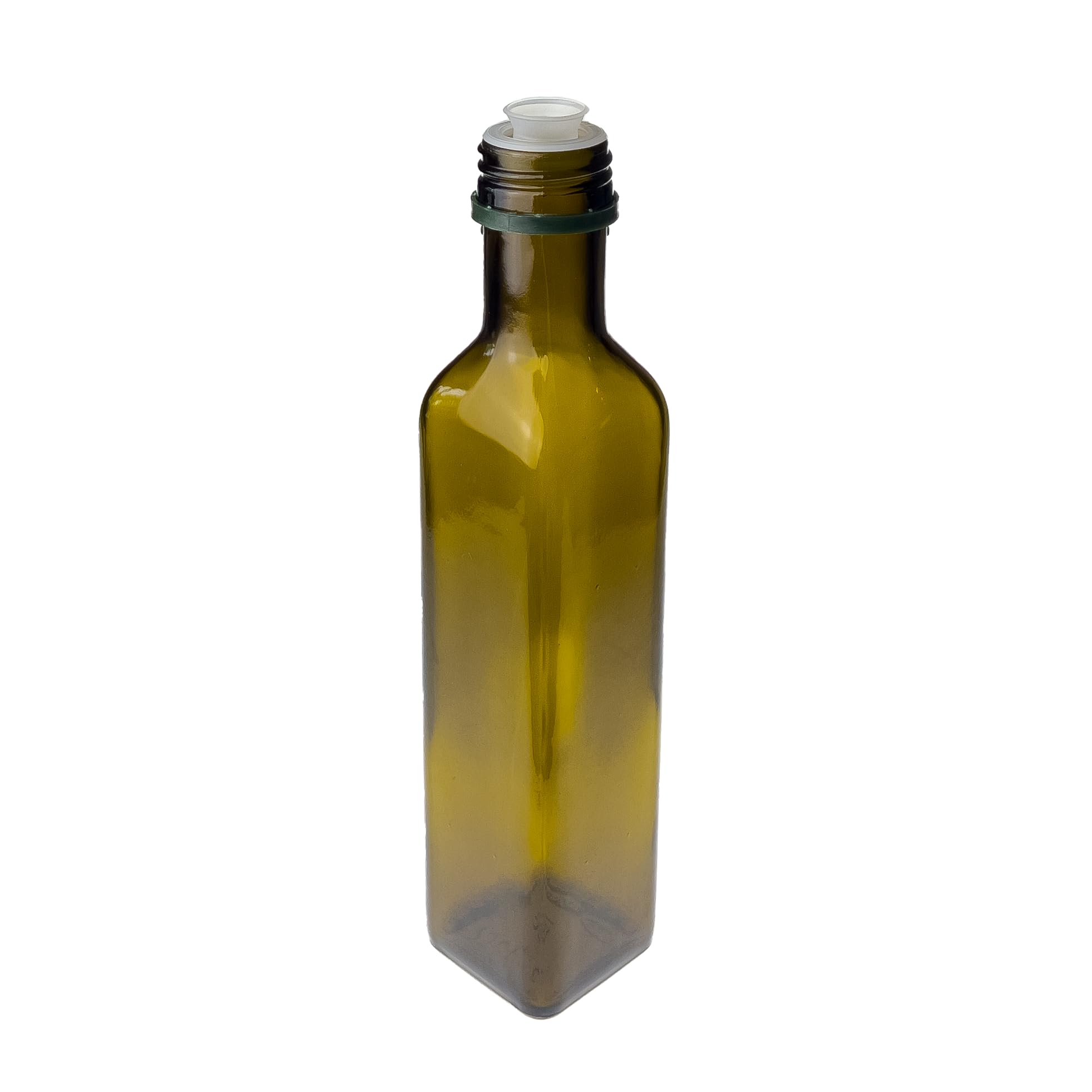 Botellas de cristal Maraska de 250 ml (40 unidades) con tapón de plástico verde PP31.5 con boquilla – Botella de aceite antigua – Diseño de alta calidad para aceite, vinagre – Reutilizable y