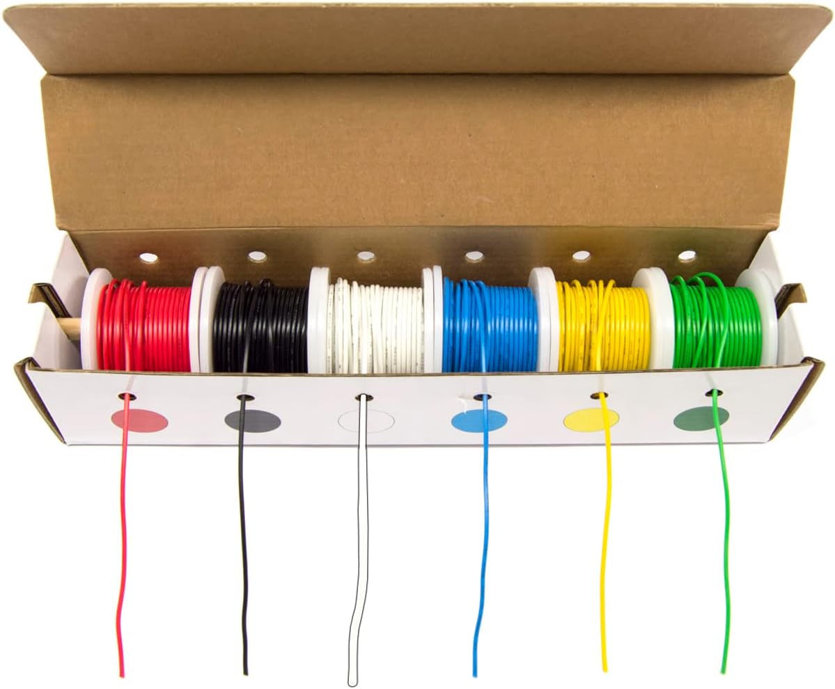 Hook Up Wire Kit (Tinned Copper) 22 Gauge (6 Different Colored 25 Foot Spools Included) - EX ELECTRONIX EXPRESS