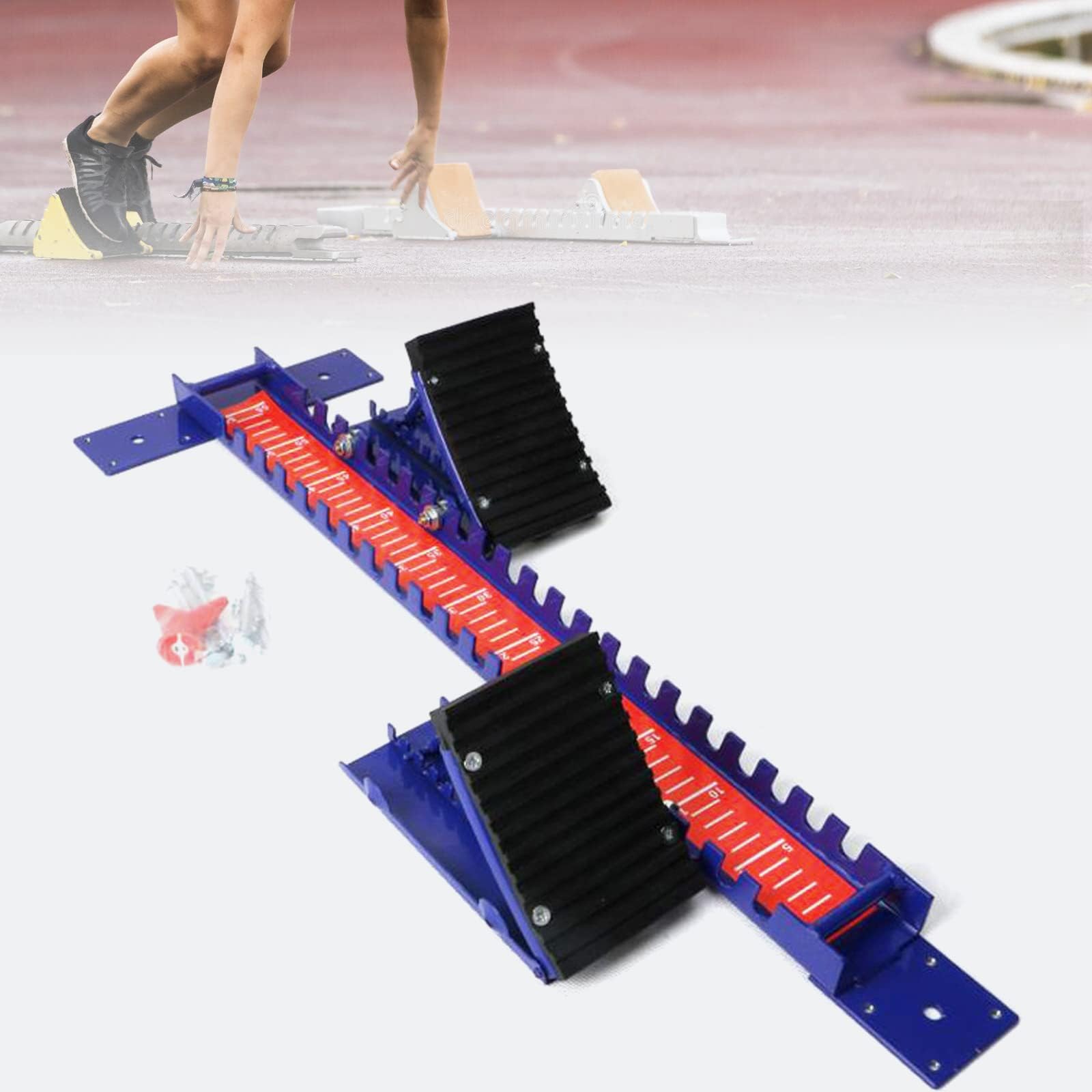 Bloque de inicio de aluminio para atletismo escolar con clavos de plástico y arena