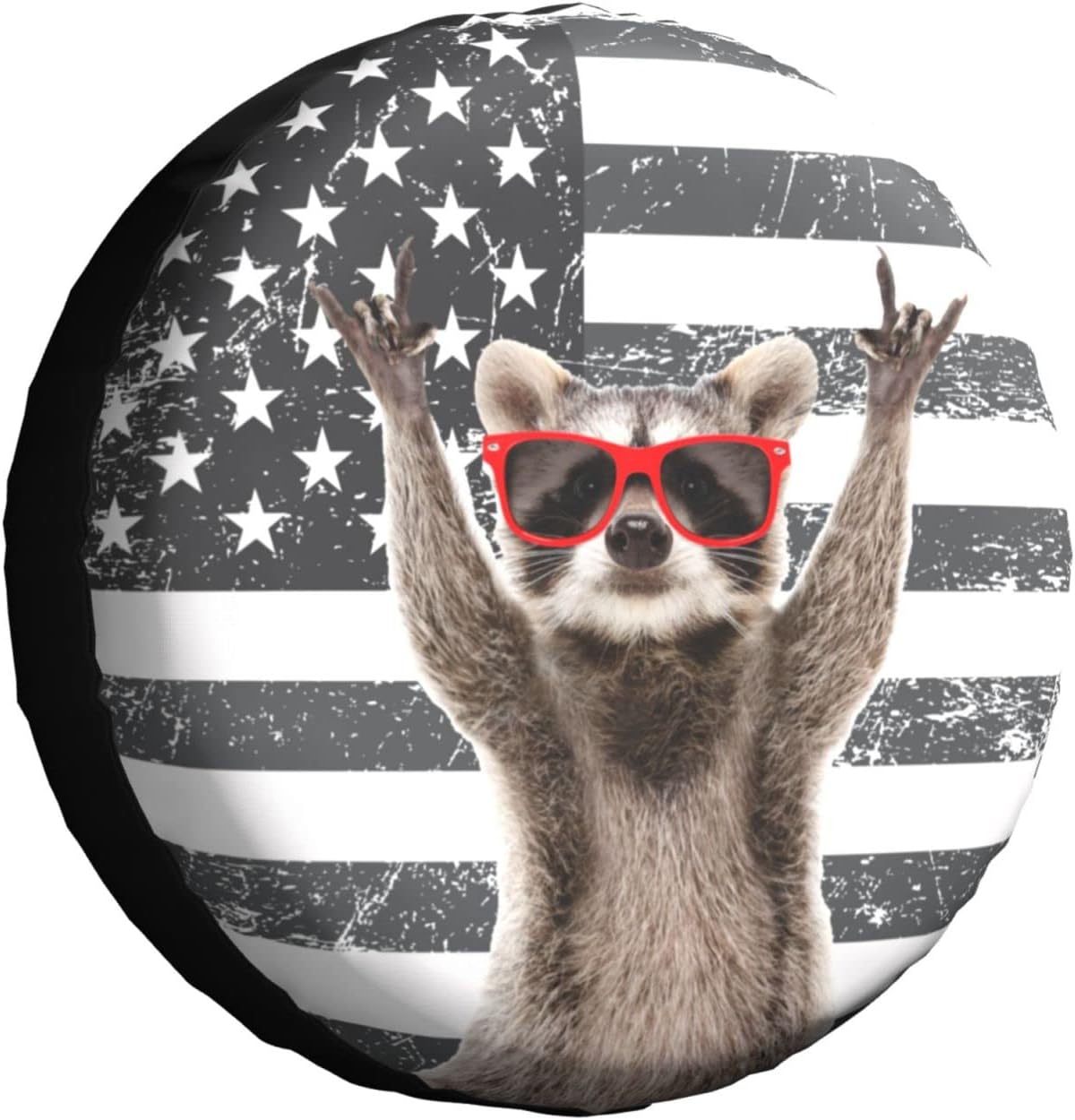 Buy Funny Raccoon Spare Tire Cover Black White American Flag 17 Inch