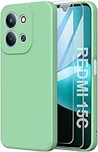 Cover for Xiaomi Redmi 15C, Case with 2 Tempered Glass Films Soft Thin Liquid TPU Shockproof Anti-Scratch Case – Green