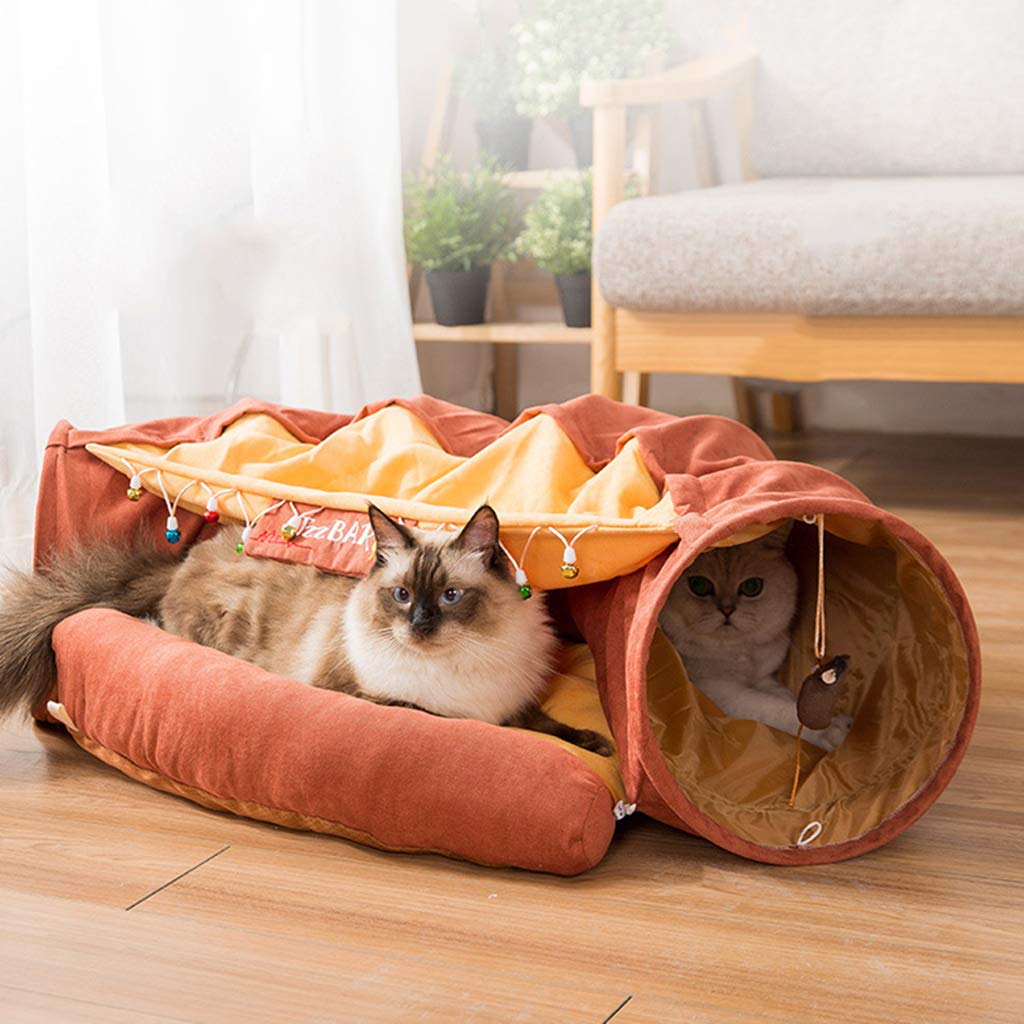 Tubo de túnel para gatitos, juguetes para gatos de interior, juguete para mascotas aburridas con cama para esconderse y buscar con scr