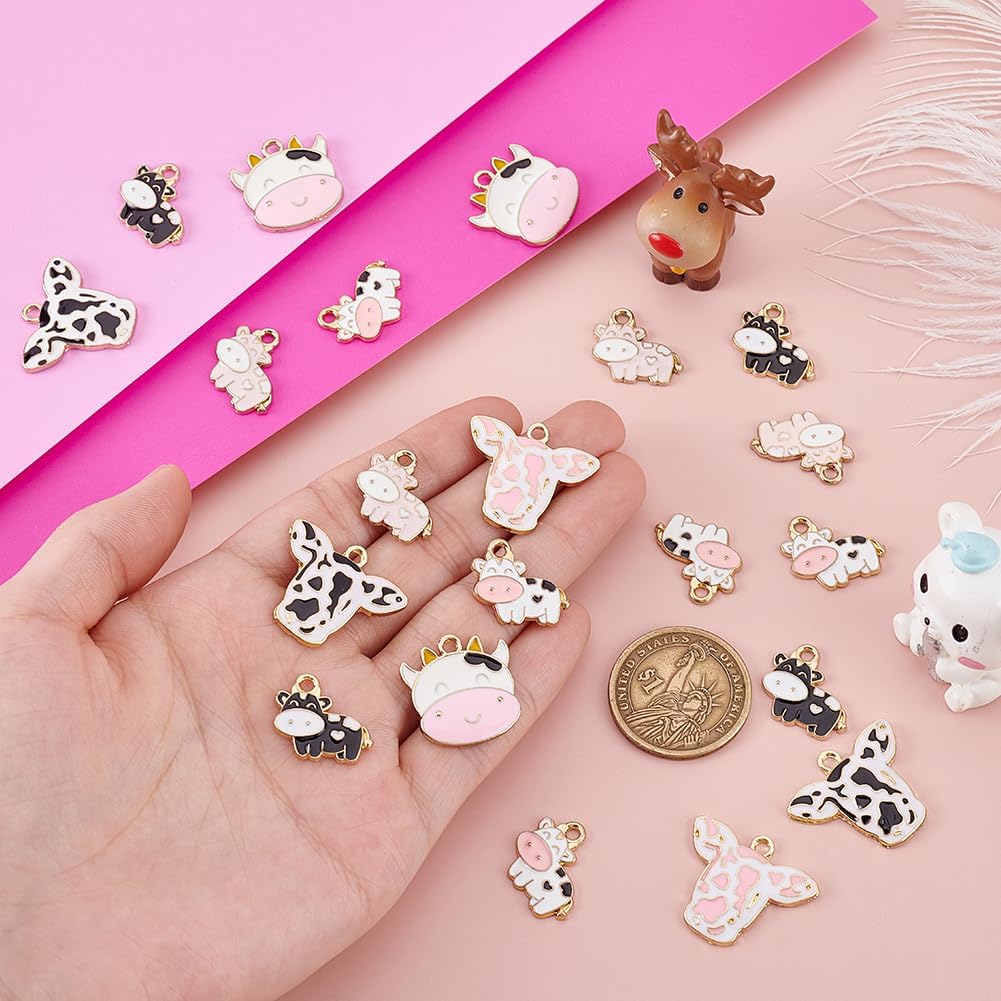 AHANDMAKER 42Pcs 6 Styles Cow Axolotl Charms Colorful Animal Metal Cute Cow Alloy Charms Enamel Pendants Earring Dangle Pendants for Jewelry Making Necklaces Bracelets Keychains or DIY Crafts - Image 3