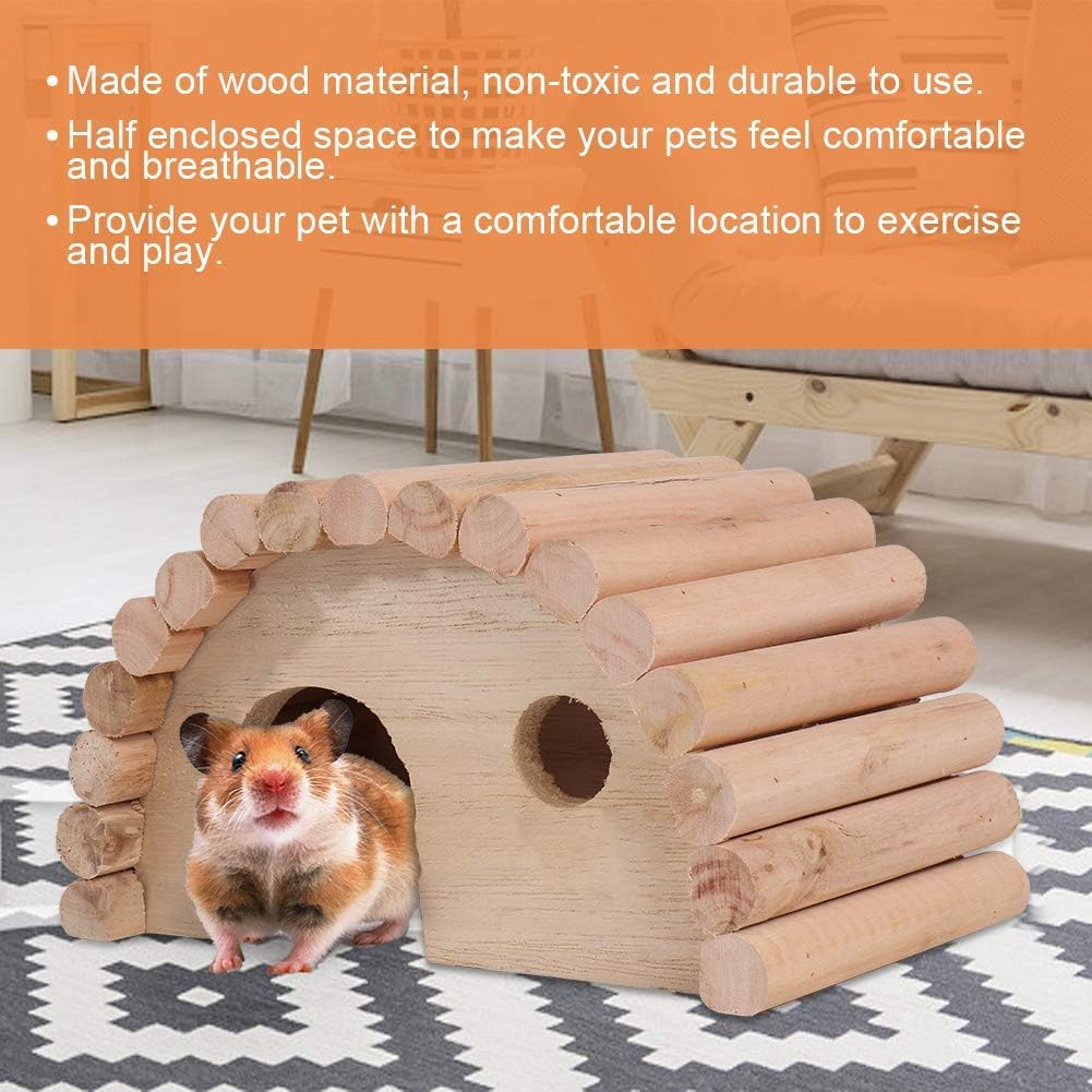 Hamsterhaus Aus Holz, Belüftetes, Gewölbtes Versteck, Gemütliches Käfignest Für Zwerghamster, Rennmäuse Und Andere Kleintiere, Ideal Zum Spielen Und Schlafen