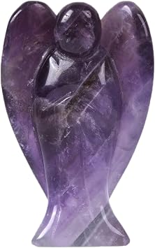 Angel Healing Crystal Set with Box & Velvet Pouch, Crystal Angel, Guardian Angels Gift for Women Crystal Ornament Reiki Crystals for Meditation, Spiritual Healing & Gift Amethyst