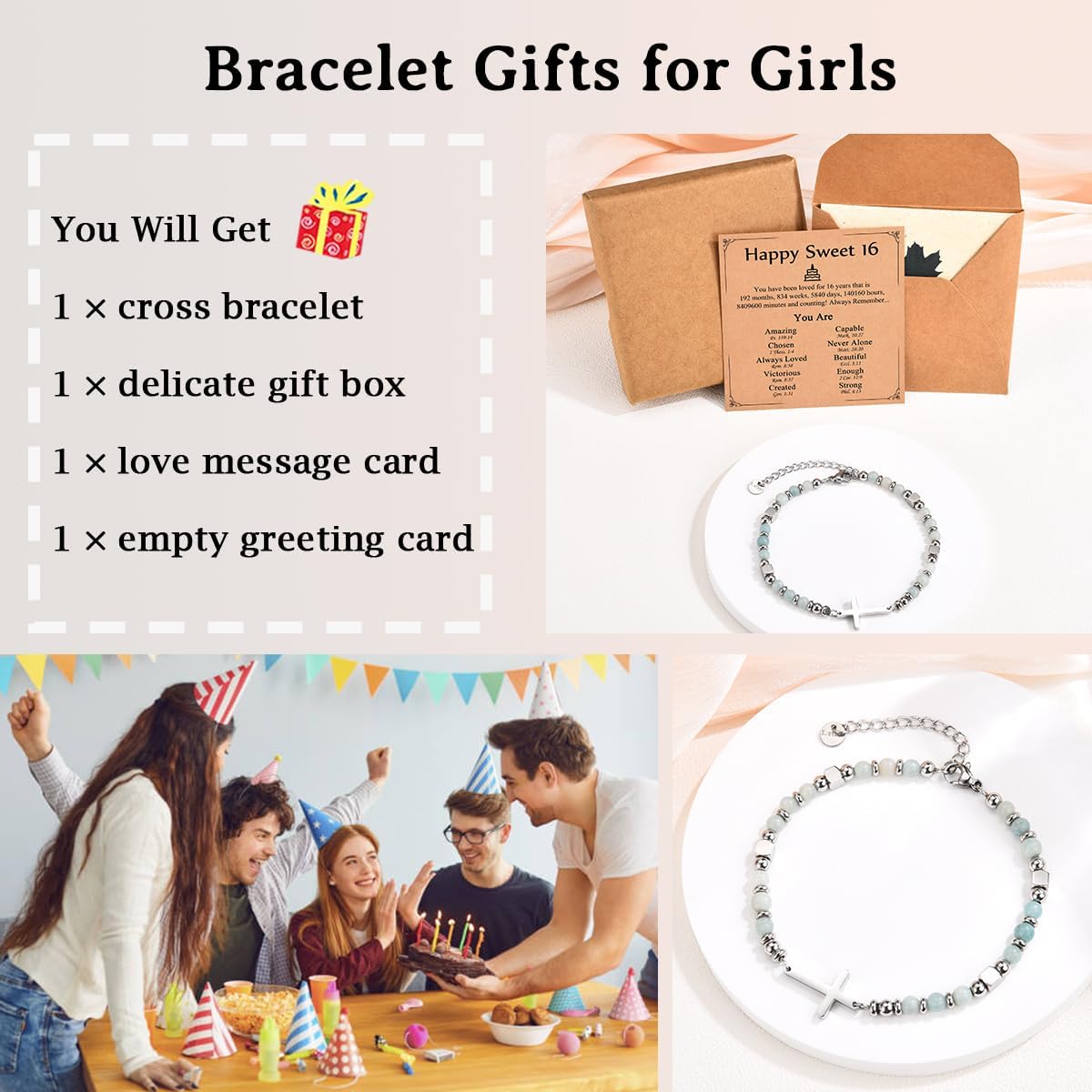 Religious Cross Bracelet for Women Girls, Christian Gifts for Daughter Granddaughter Sister in Christ Friend Niece on Birthday Christmas Easter Valentines Day Graduation - Image 4