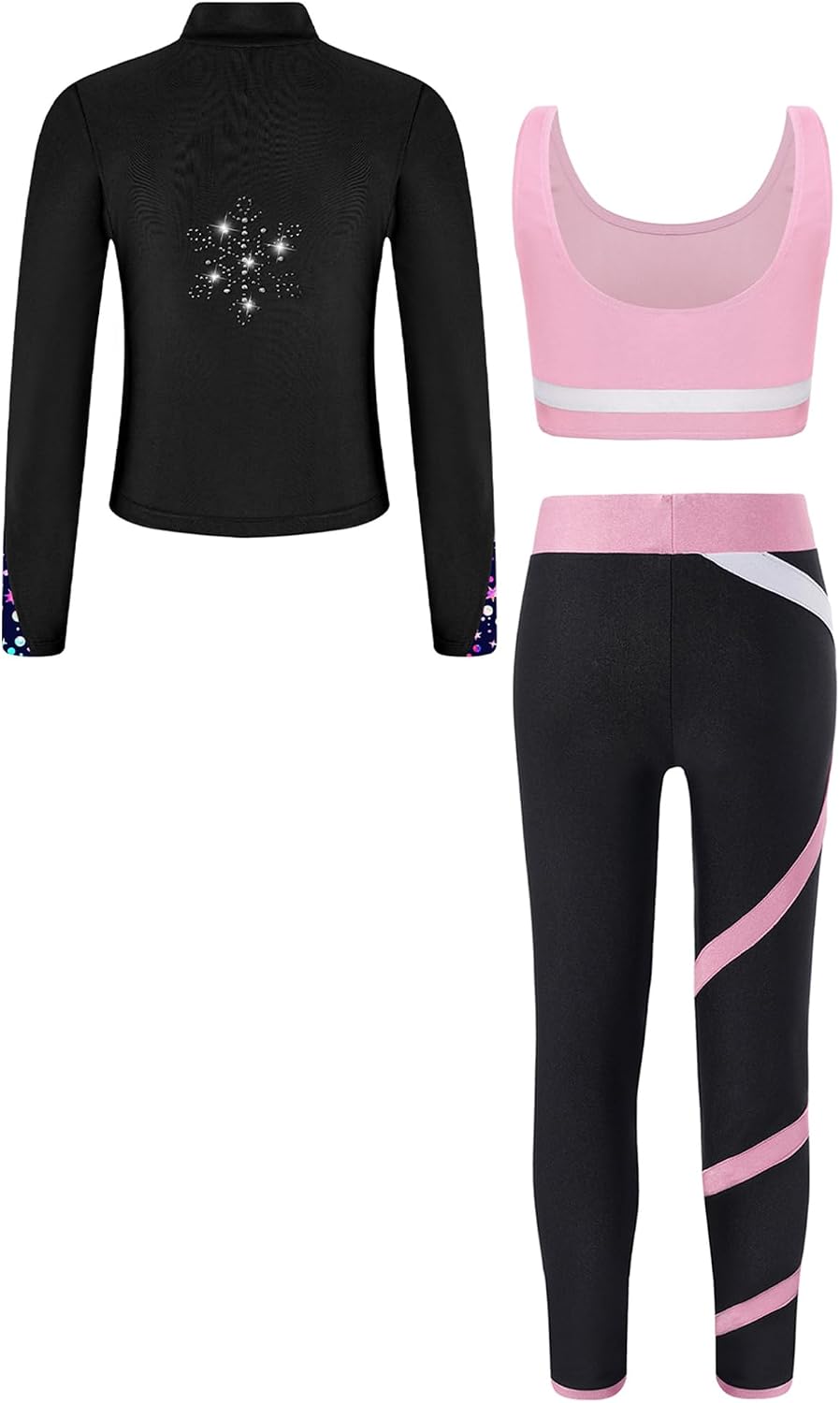 Hularka Youth Competition Training Set Figure Skating Outfit with Sleeveless Vest and Print Sweatshirt