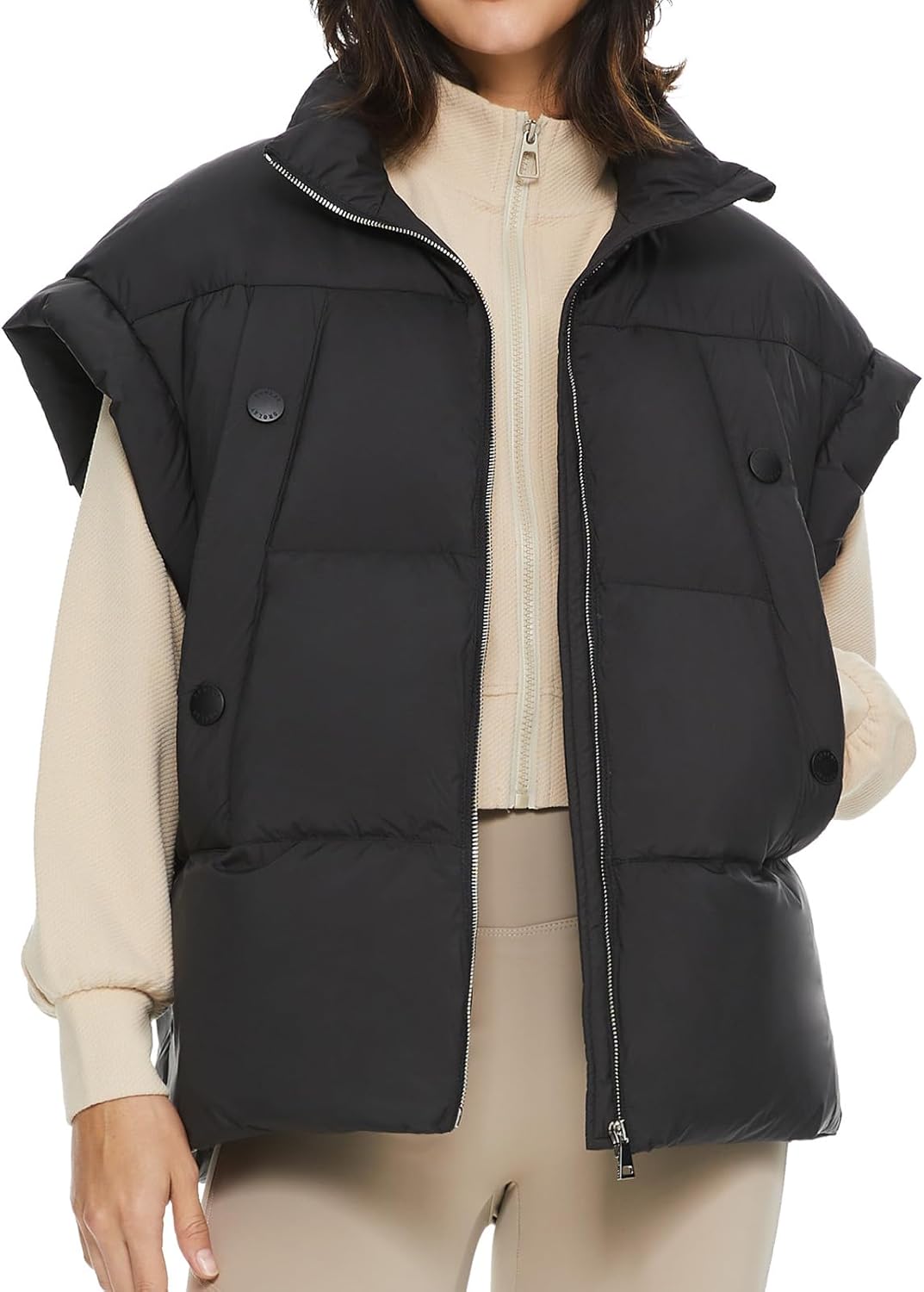 Orolay CHIIONE Oversized Puffer Vest Stand Collar Lightweight Relaxed Fit Winter Quilted Padded Gilet Sleeveless Jacket