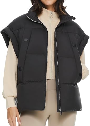 Orolay CHIIONE Oversized Puffer Vest Womens Stand Collar Lightweight Relaxed Fit Quilted Padded Gilet Sleeveless Jacket